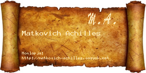 Matkovich Achilles névjegykártya